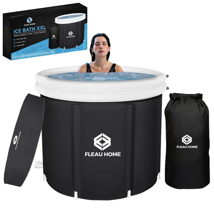 Fleau Home Eisbad XXL PRO - Sitzbad mit Deckel & Pumpe - Einzigartiges Isoliermodell - Doppelsitzkis