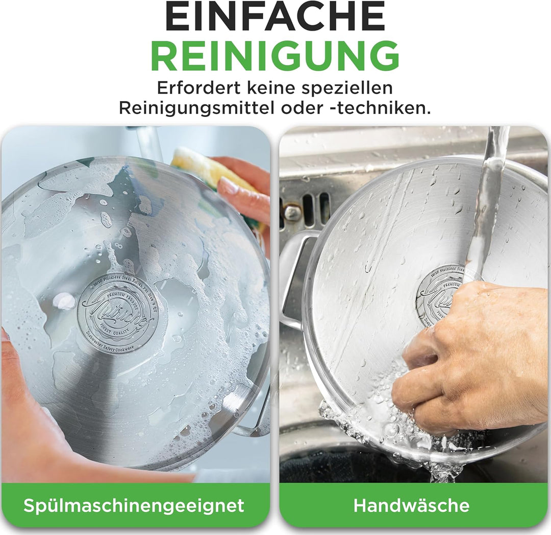 NutriChef Kochtopf Gross, 23L- Ø 34cm, Suppentopf Edelstahl Induktion für Alle Herdarten Geeignet, S