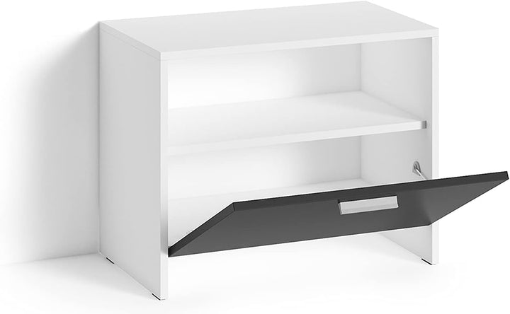 byLIVING Sitzbank Ben/Schuhschrank in matt weiss/Front schwarz/kleine Flur-Kommode mit Klappe und Ei
