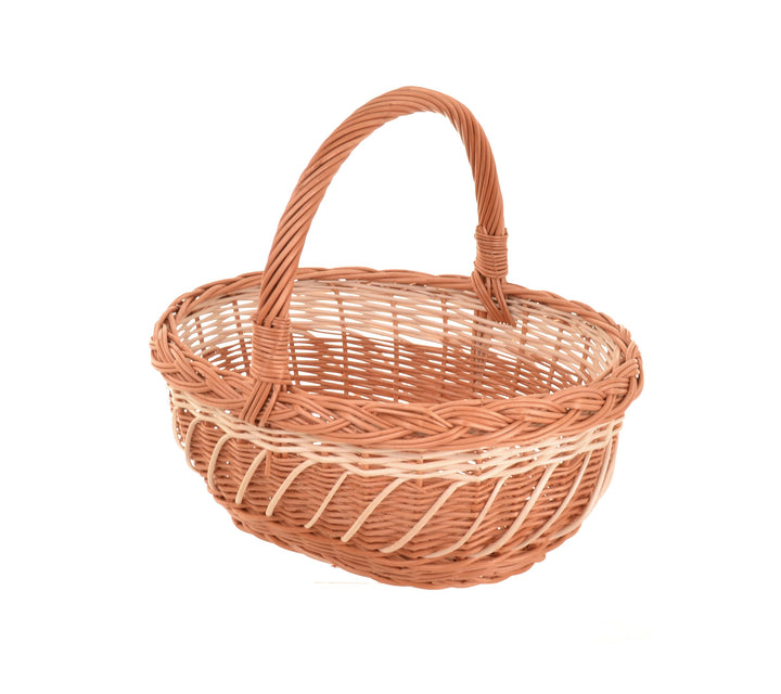 Weidenkorb Zweifarbig mit Henkel, Osterkorb & Präsentkorb Leer, 34x28x13 cm, für Ostern, Eier, Oster