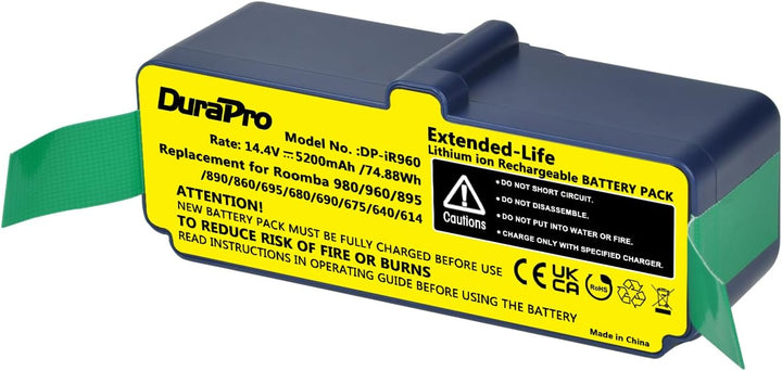 DuraPro 14.4V 5200mAh Li-ion Battery Akku for iRobot Roomba 900 960 965 966 980 865 866 870 871 760