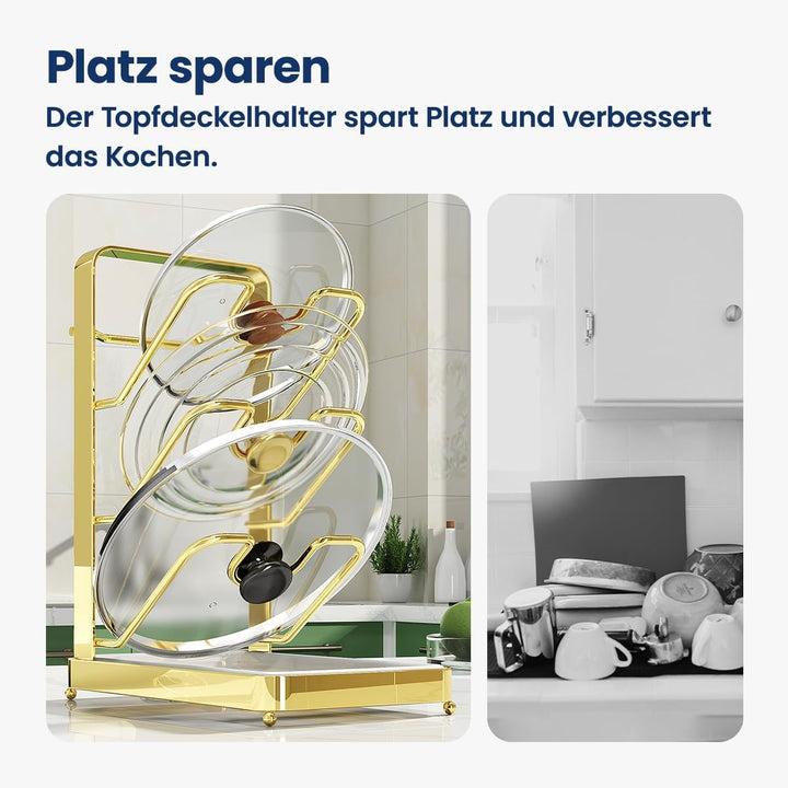 Deckelhalter, Küchen Organizer, Vertikaler Topfdeckelhalter, Deckel Organizer Küche mit 3 Ebenen, pl