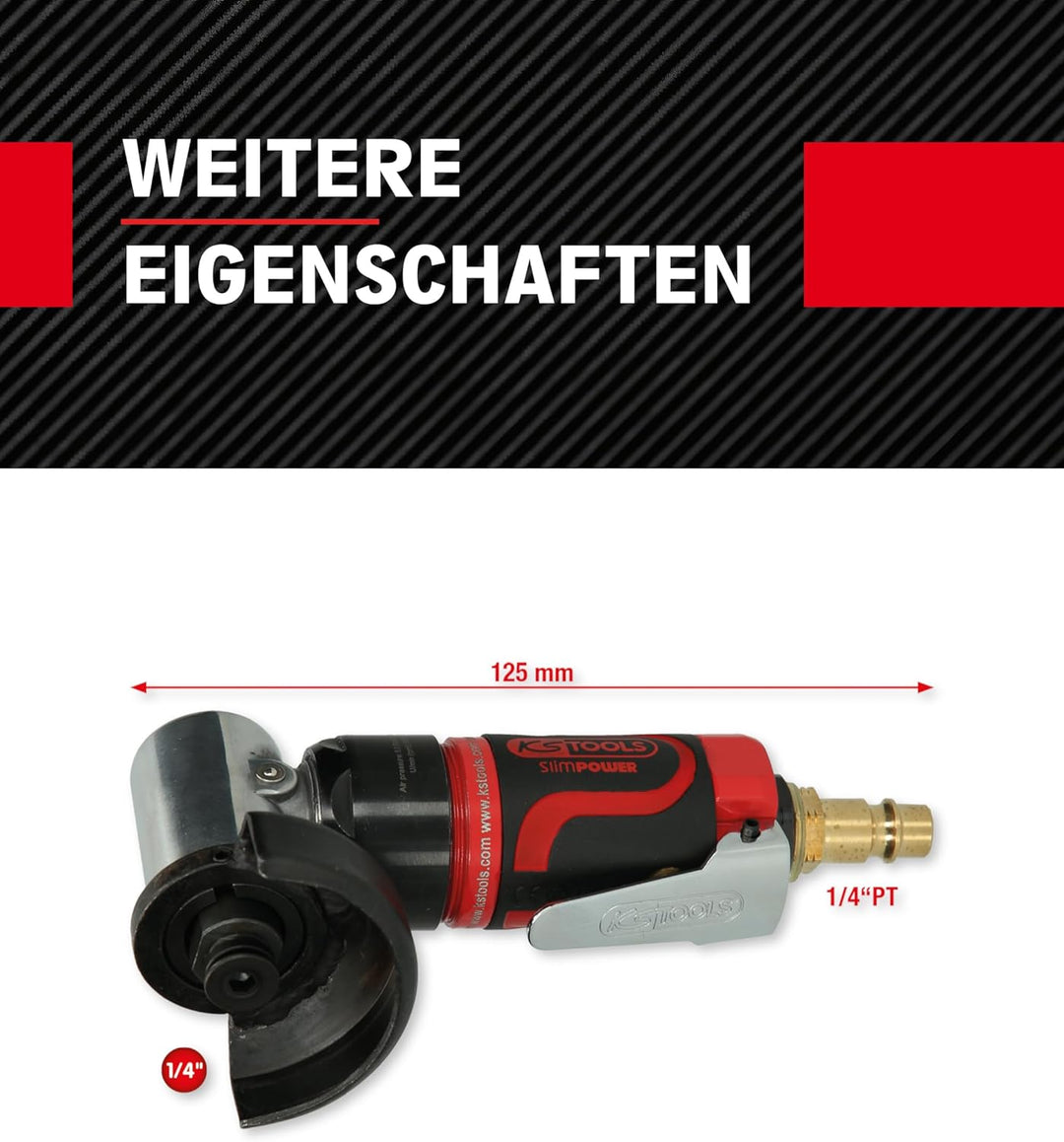 KS Tools Trenn-Stabschleifer Druckluft kurz 3/8"515.5550 I Druckluftschleifer mit Drehzahl-Regulieru