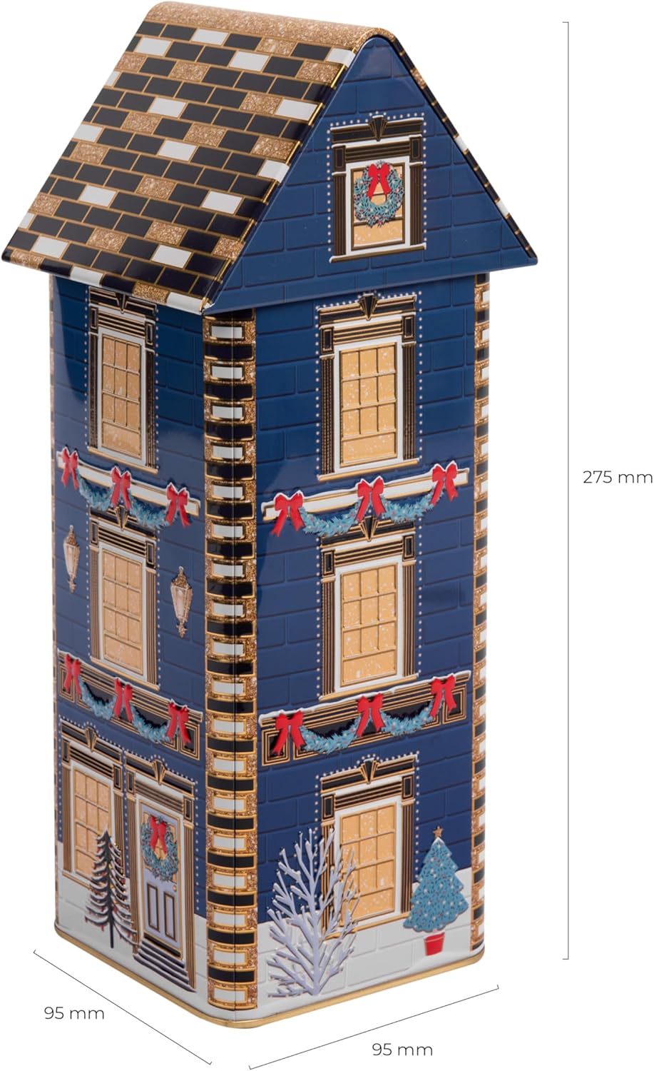 POWERHAUS24 Blechdose New York Christmas House, Weihnachtsdeko oder Aufbewahrung für Plätzchen & Leb