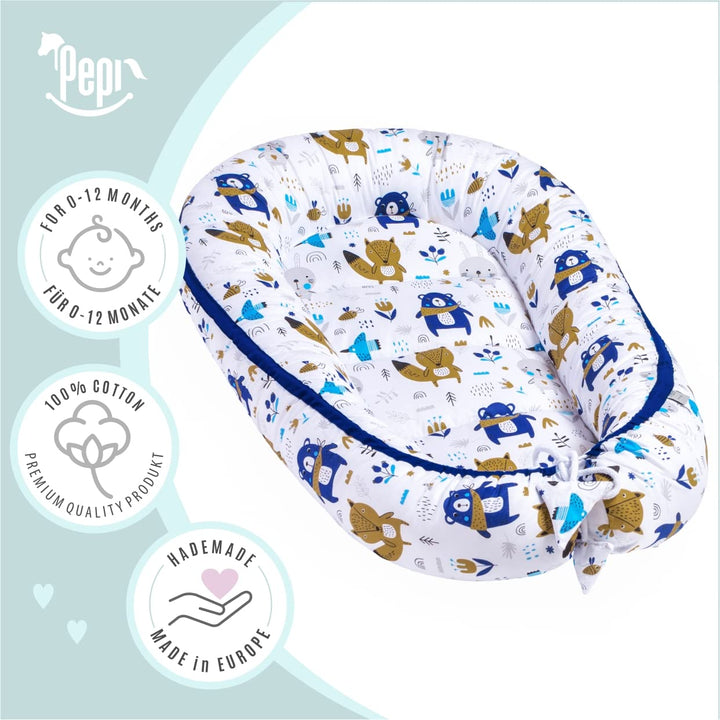 Pepi Babynest - Sicher und Komfortabel Baby-Kokon für Neugeborene - Handmade - Nestchen für Baby - H