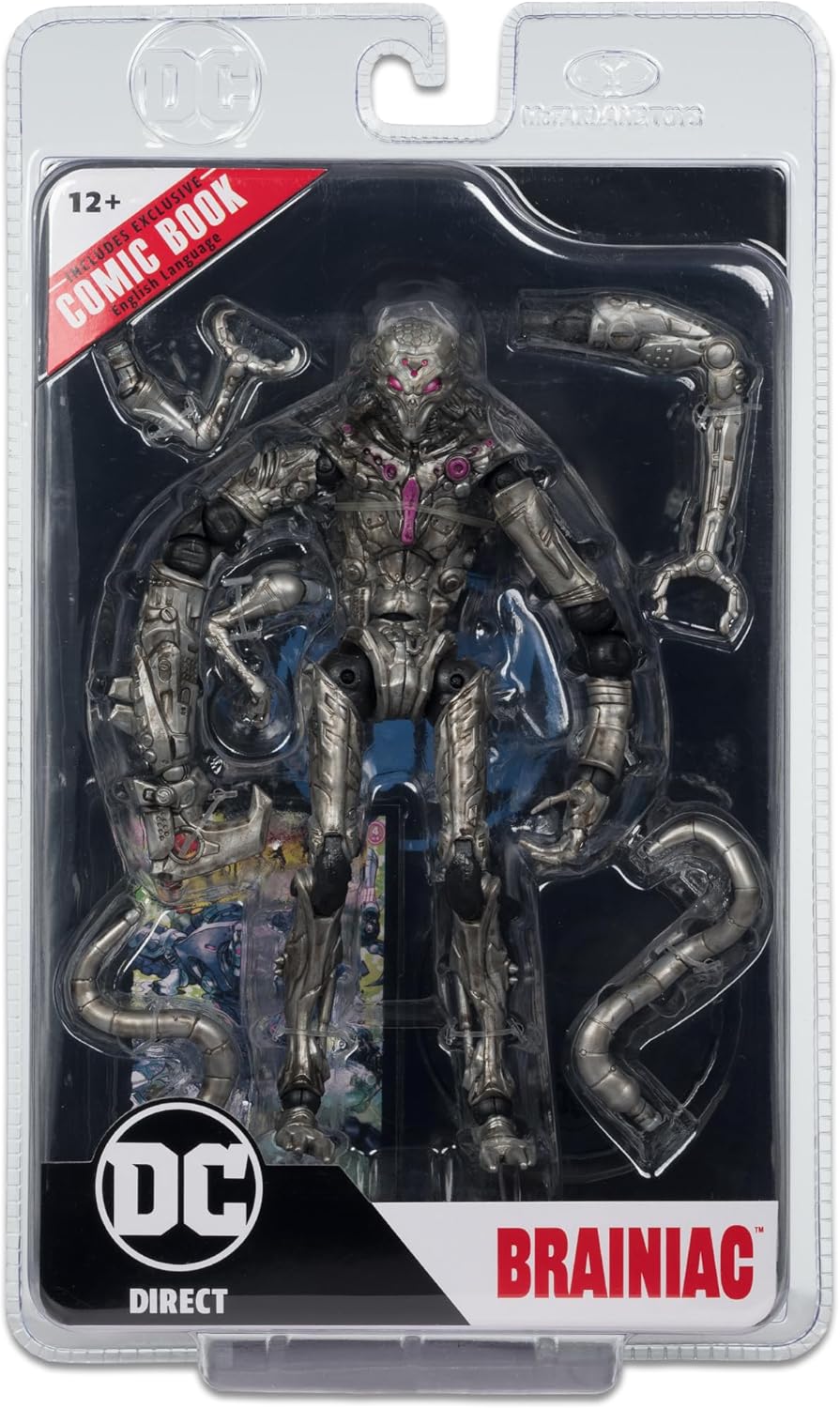 DC Direct Superman Wave 5 Brainiac 18 cm Actionfigur (Gold Label) mit Comicbuch | Premium Sammlerstü