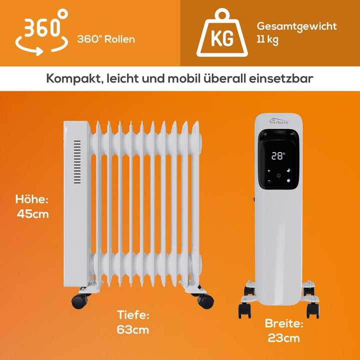 Tronitechnik® Ölradiator TT-OR 311 Elektroheizung Weiss Öl-Heizung Radiator 3 Heizstufen 11 Rippen E