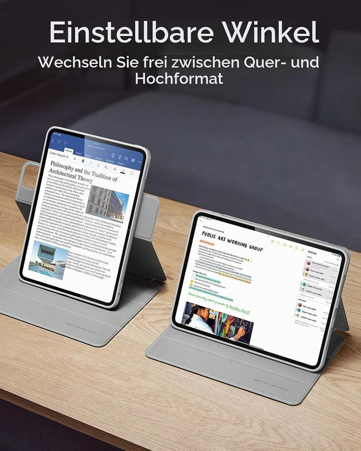 ESR für iPad Pro 11 Zoll Hülle M4 (2024) mit Stifthalter, Abnehmbarer Magnetabdeckung, vertikalem St