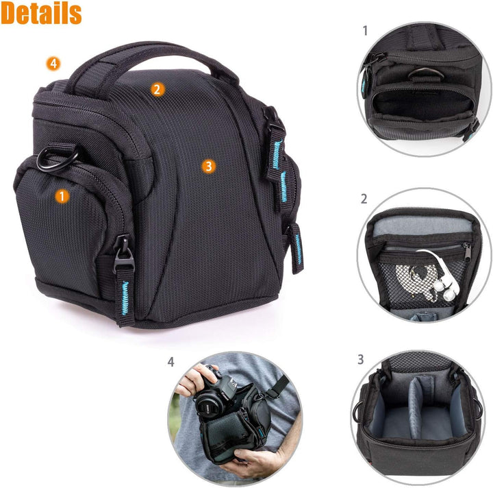 Bodyguard DSLM Foto/Kamera Tasche System L mit Zubehörfächern und Tragegurt - schwarz - passend für