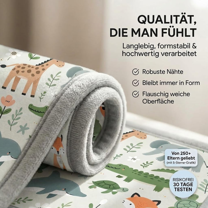 BabybeFun Krabbelmatte Baby - kuschelig weich - 3cm Dicke Spielmatte - schützt vor Stössen - Teppich