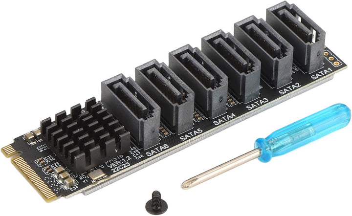 Bewinner M.2 SATA PCI Express auf SATA 3.0 6 Gbit/s 6 Port Adapterkonverter, Uplink PCIE3.0 X2 16 Gb