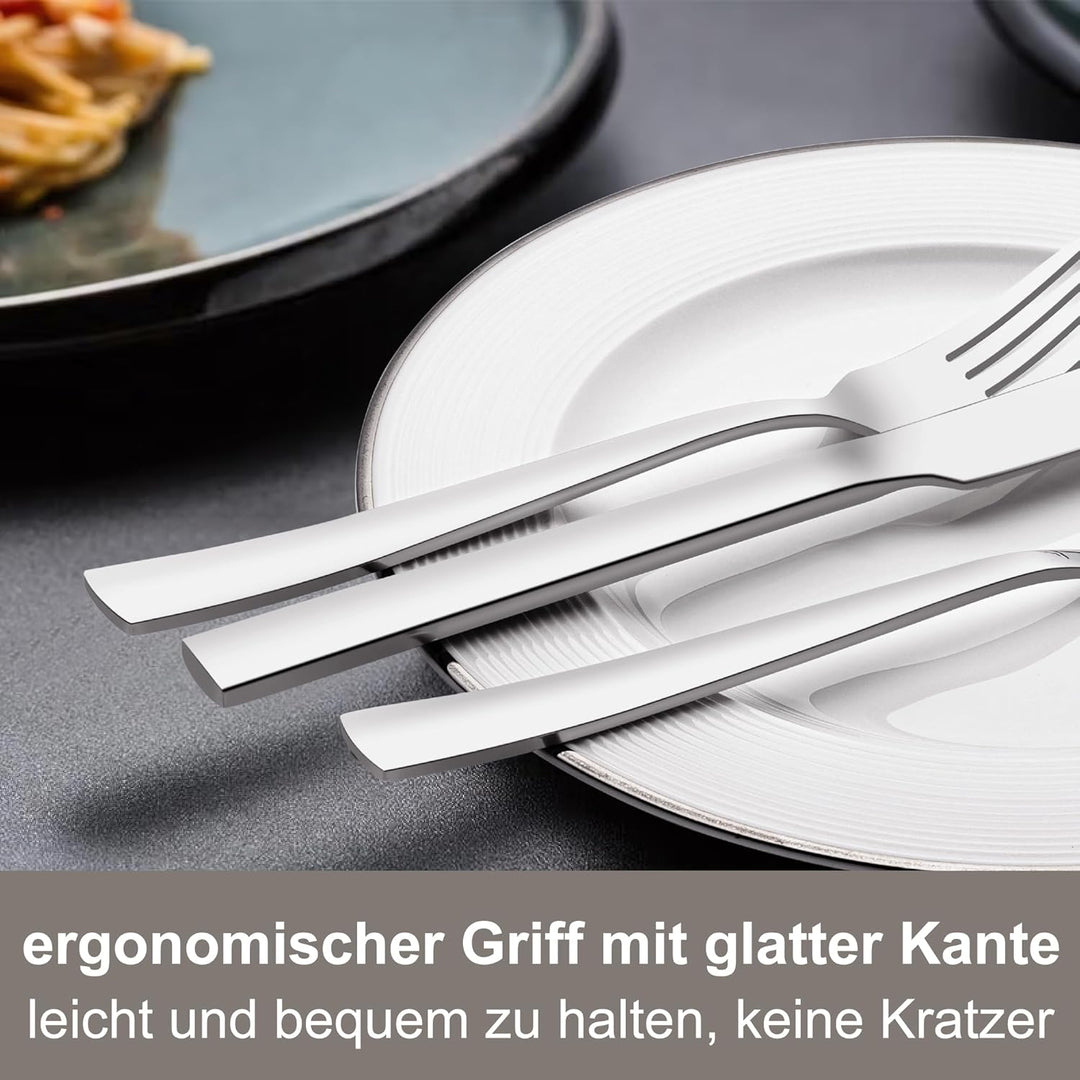 Besteck Set 12 Personen, 60 teilig Edelstahl Besteckset, Essbesteck Set mit Messer Gabel Löffel, Ede
