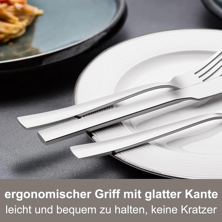 Besteck Set 12 Personen, 60 teilig Edelstahl Besteckset, Essbesteck Set mit Messer Gabel Löffel, Ede