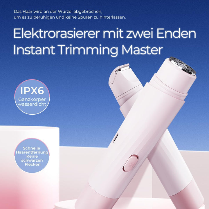 Damen-Elektrorasierer, IPX7 wasserdicht, für Nass- und Trockengebrauch geeignet, Doppelköpfe für Bei