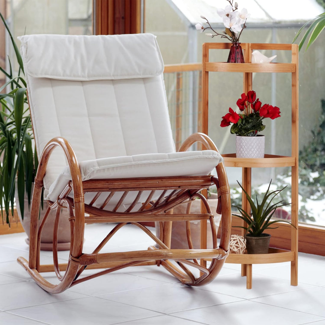 Relaxdays Eckregal Bambus, 3 halbrunde Ablagen, HBT: 90 x 36,5 x 26 cm, Standregal Bad &amp; Küche, plat