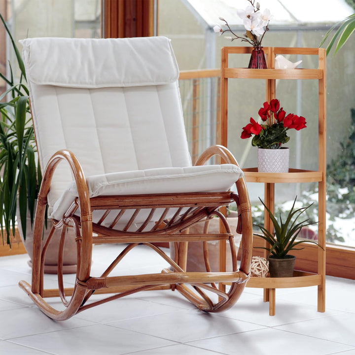 Relaxdays Eckregal Bambus, 3 halbrunde Ablagen, HBT: 90 x 36,5 x 26 cm, Standregal Bad &amp; Küche, plat