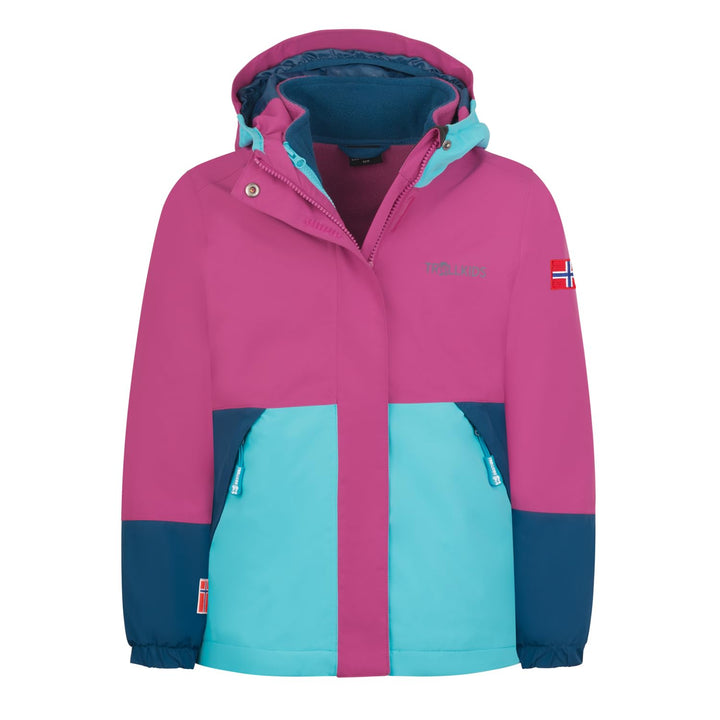Trollkids wasserdichte atmungsaktive Kinder 3in1 Jacke mit verstellbarer Kapuze und Strickfleece-Inn