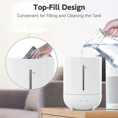 Luftbefeuchter, 4L Luftbefeuchter Schlafzimmer kinderzimmer,28dB leise mit 360°Drehbare Düse Top-Fil