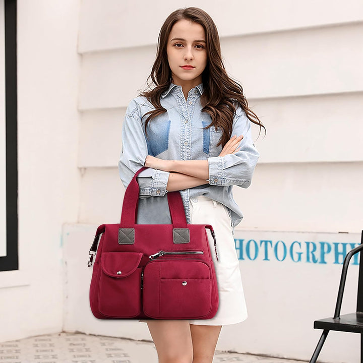 Damen Handtasche Gross, Wasserabweisende Schultertasche Umhängetasche mit Vielen Fächern, Leichte Sh