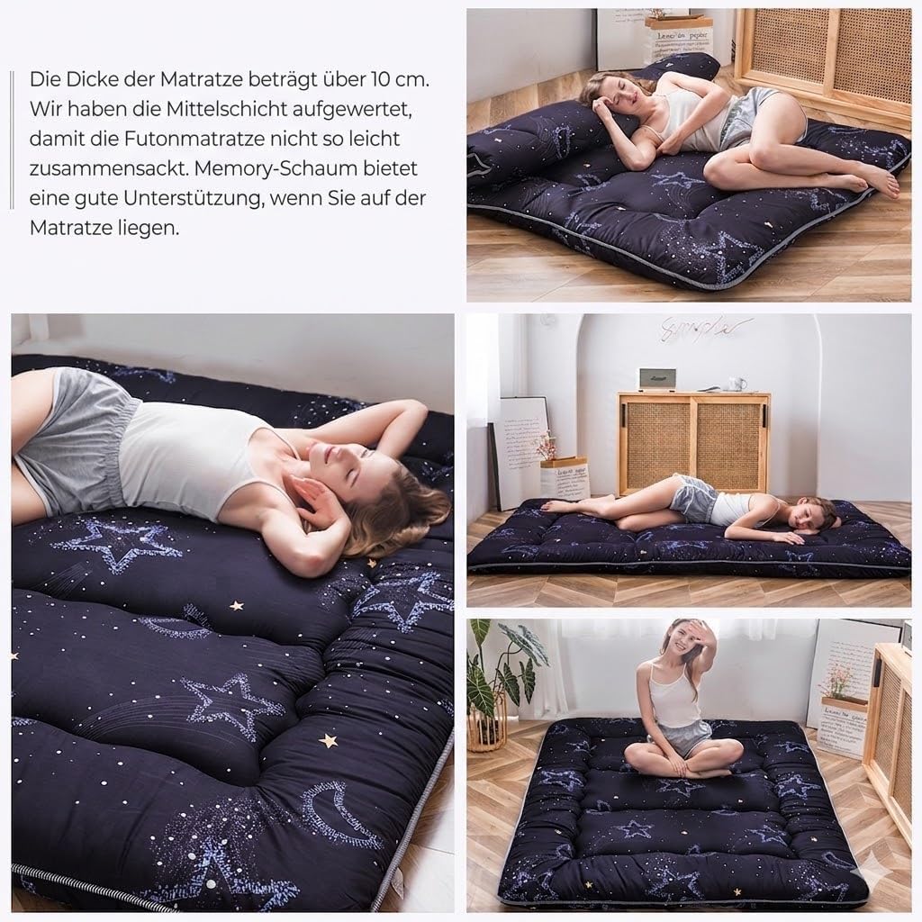 MAXYOYO Japanische Bodenmatratze Futonmatratze, Verdicken Tatami Matte Isomatte Faltbare Roll-Up Mat