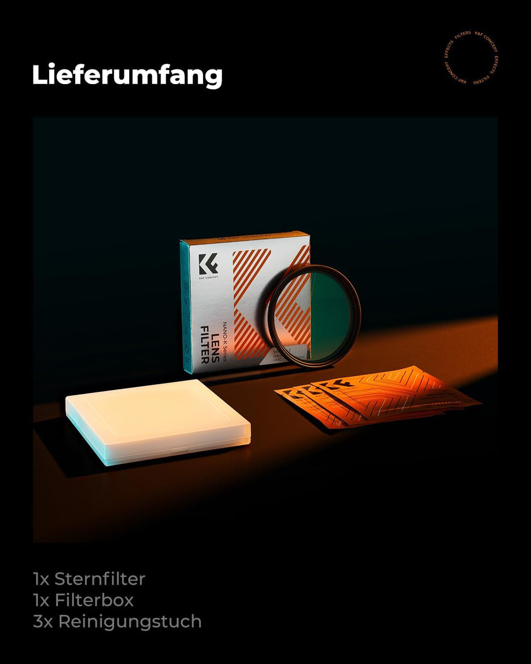 K&F Concept Nano K-Serie Variabler 67mm Sternfilter 4 Punkte,8 Punkte für Sternenlichteffekte, 67mm