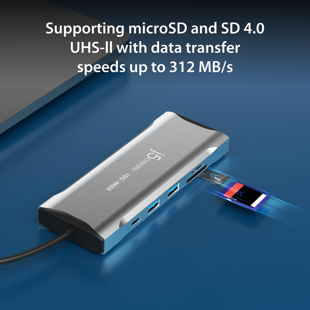 j5create USB C 4K Triple Display Hub - 4K HDMI x2, 4K DP, 2 USB-A und USB-C 10Gbps, PD 100W, Etherne