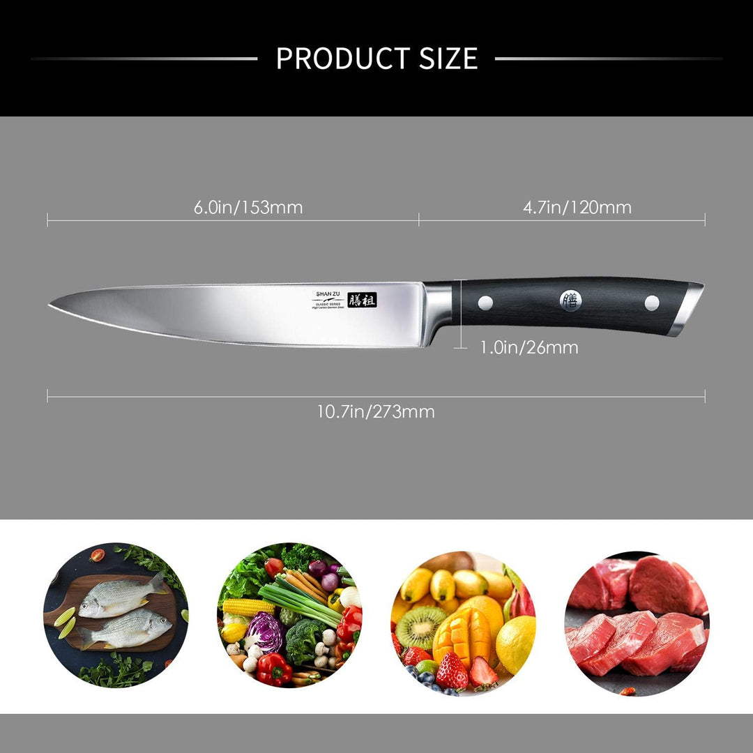 SHAN ZU Kochmesser Allzweckmesser Profi 15cm Scharf Küchenmesser mit G10 Griff - CLASSIC Series, All