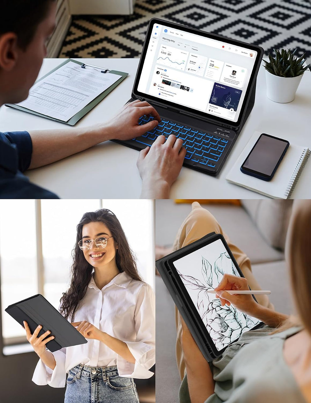 SOPPY Tastaturhülle mit Maus für iPad A16 11 Gen. 2025(A3354/A3355/A3356), 10,9 Zoll iPad 10 Gen. 20