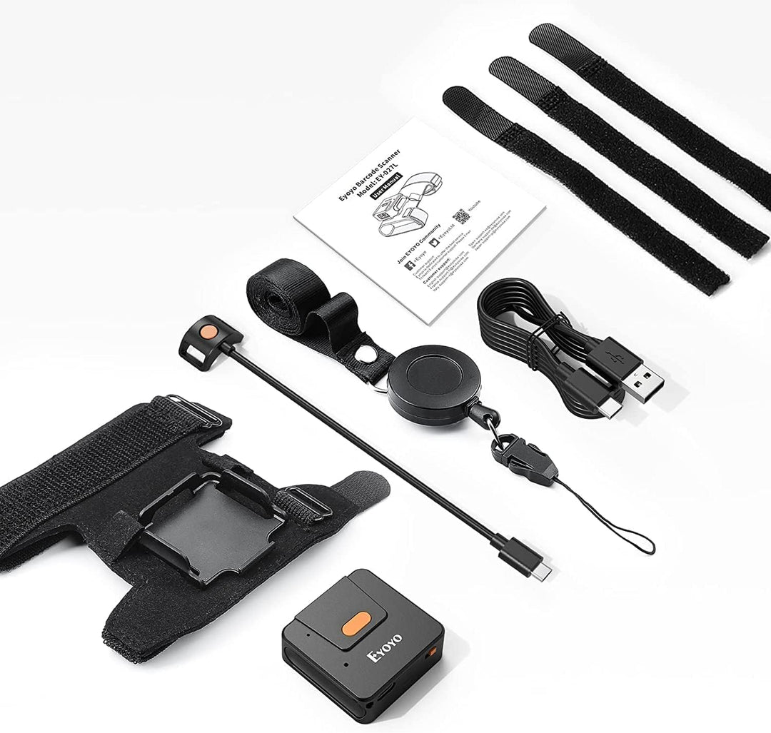 Eyoyo Tragbarer Bluetooth Barcode-Scanner-Handschuh, 1D 2D QR-Code Fingerring-Lesegerät für Linke un