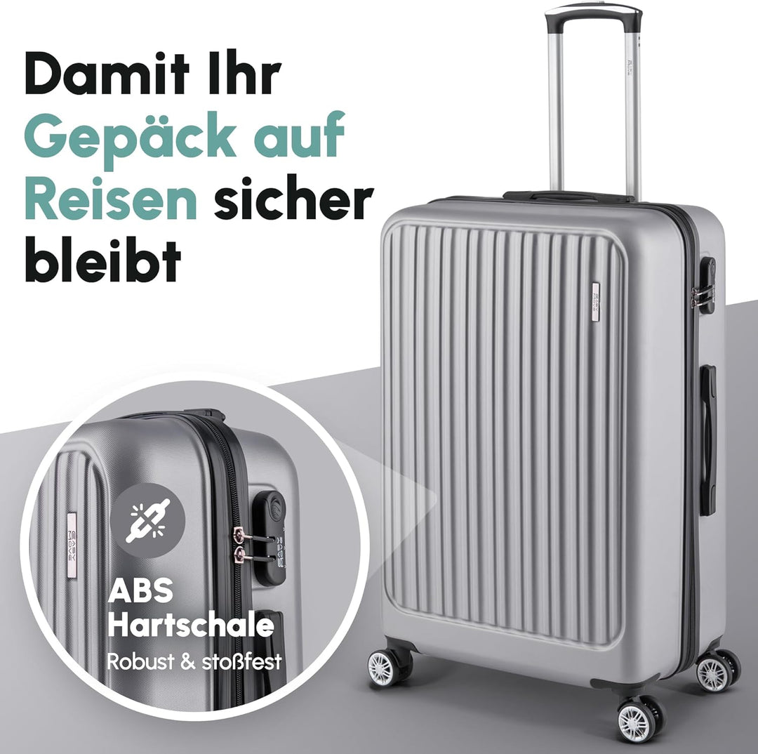 ABS Hartschalenkoffer - Ergonomisch &amp; Sicher - Trolley Koffer Set 3-teilig mit 360° Rädern, Zahlen-S
