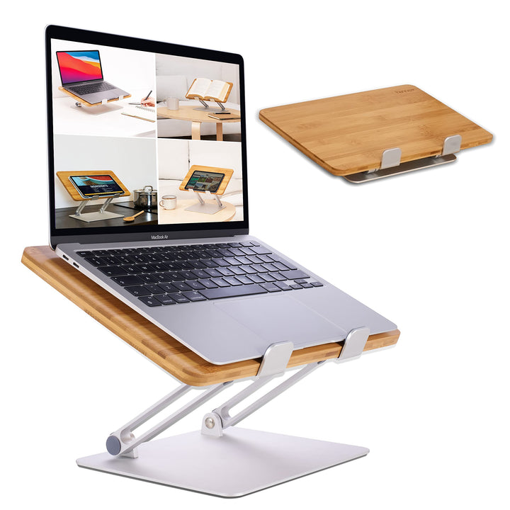 HENNEZ Laptop Ständer Holz höhenverstelbar- Laptop Stand - Notebook Ständer/Macbook Ständer - Laptop