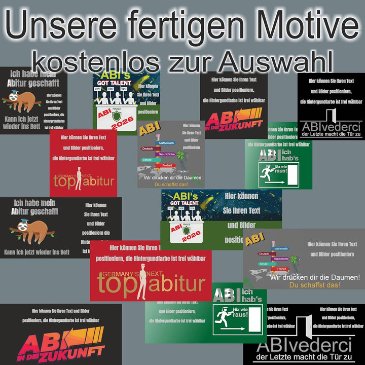 Personalisiertes Abibanner – mit eigenem Text & Foto gestalten – Banner für Abschlussfeier, Abi-Part