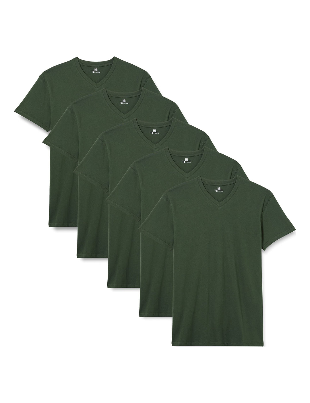 Lower East Herren T-Shirt mit V-Ausschnitt aus 100% Baumwolle im Multipack Dunkelgrün S, Dunkelgrün