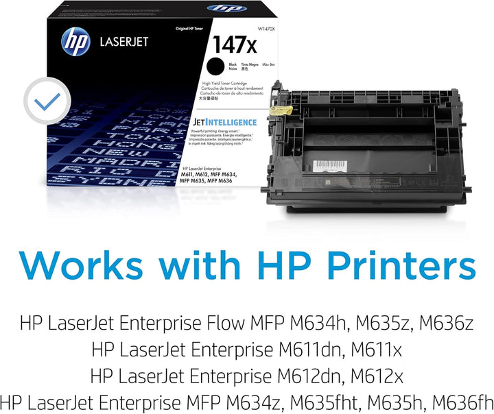 HP 147X (W1470X) Schwarz Original Toner mit hoher Reichweite für HP LaserJet Enterprise M611, M612,