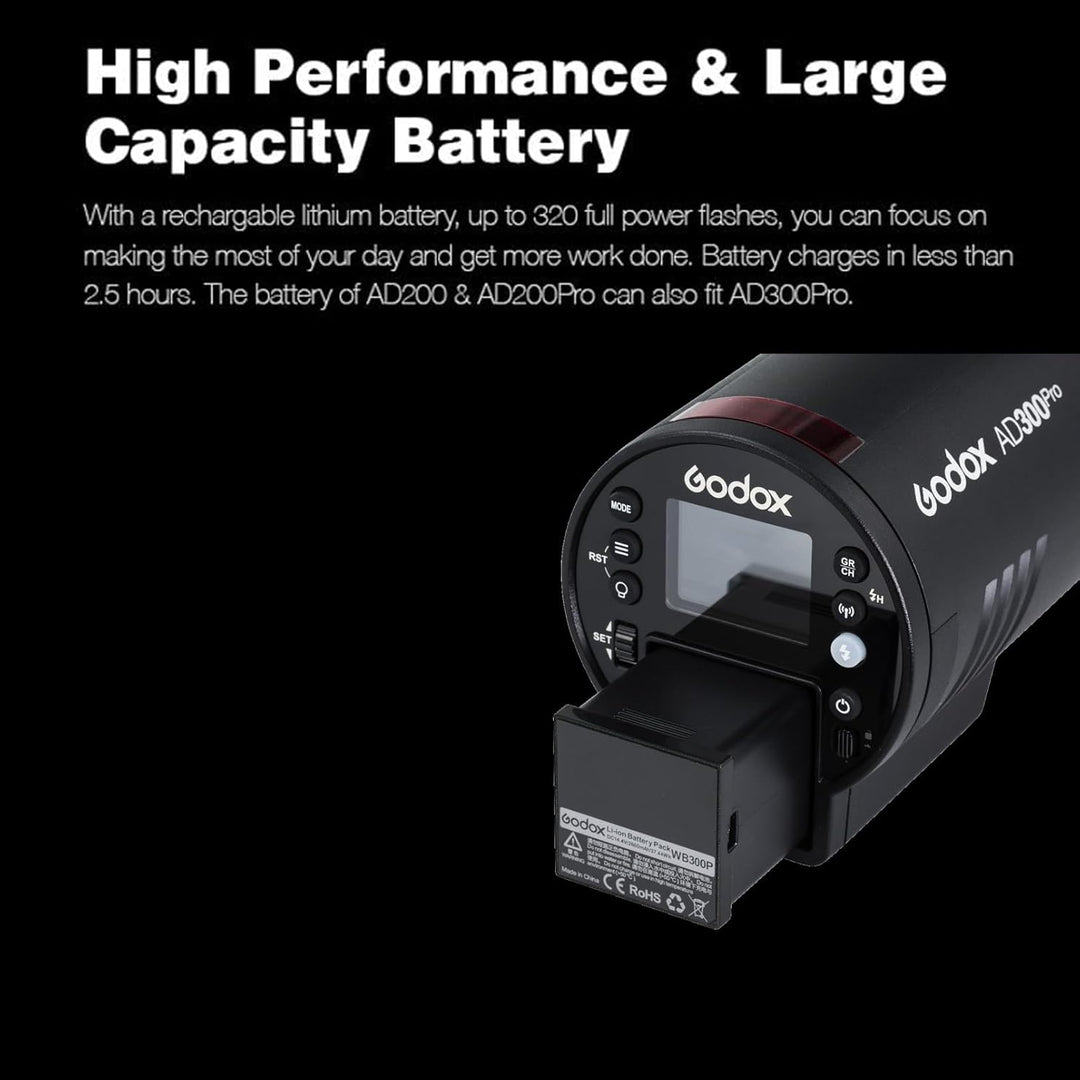 Godox AD300PRO Akku WB300P Lithiumbatterie, 14,4V/2600mAh, Originalbatterie für Godox AD300Pro