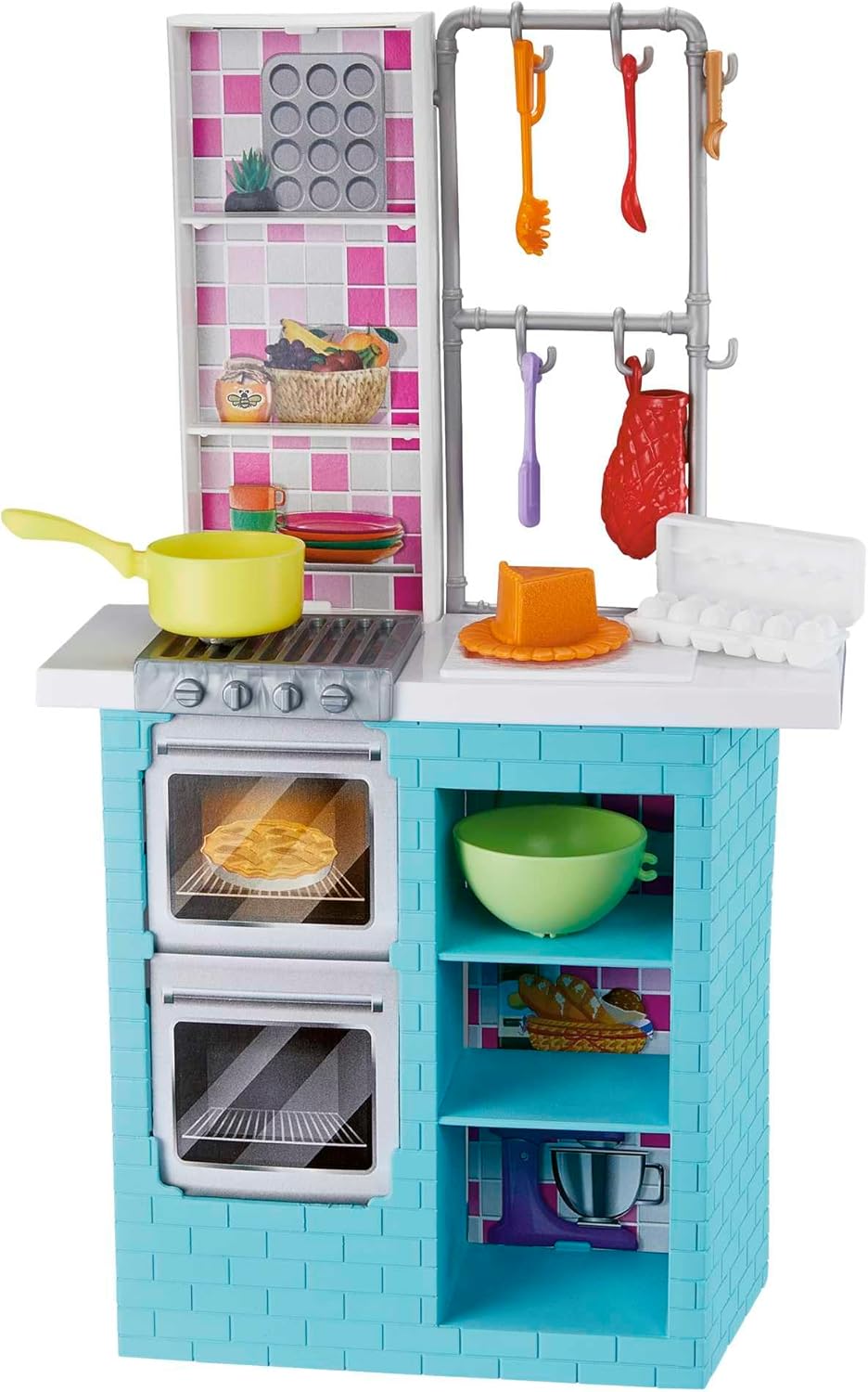 Barbie-Schwestern Backspielset mit Barbie-Puppe & Chelsea-Puppe, Küchenutensilien, Geschirr und über