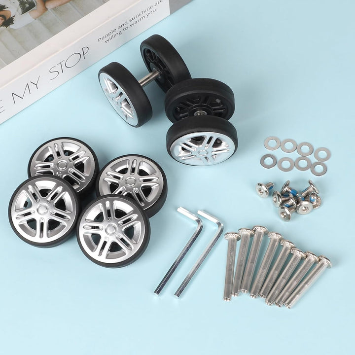 EXLECO 8 pcs Koffer Ersatzrollen 50mm x 12mm, Kofferrollen Ersatzrollen für Gepäck mit Doppelrollen,