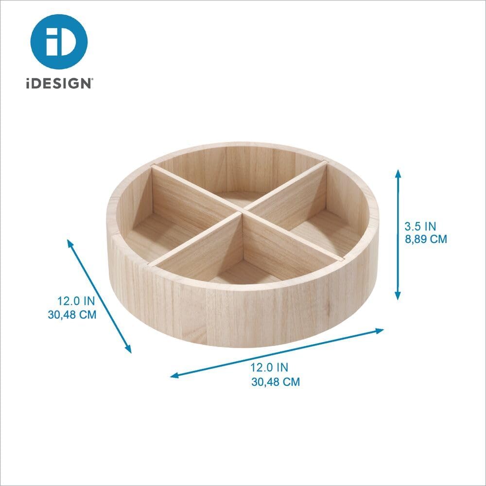 The Home Edit by iDesign 30,5cm Lazy Susan Drehteller mit herausnehmbarer Trennwand, natürliches Pau