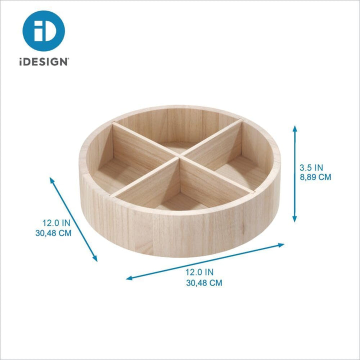 The Home Edit by iDesign 30,5cm Lazy Susan Drehteller mit herausnehmbarer Trennwand, natürliches Pau