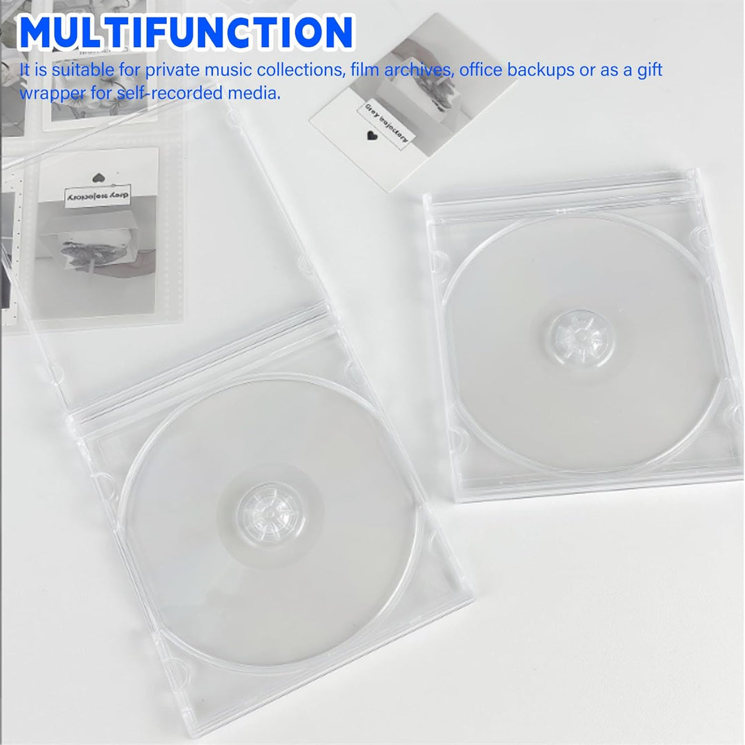 GOMETY 15 Stück CD Hüllen Transparent, DVD Leerhüllen zum Abhefte Kunststoff Slim Jewel Case, CD/DVD