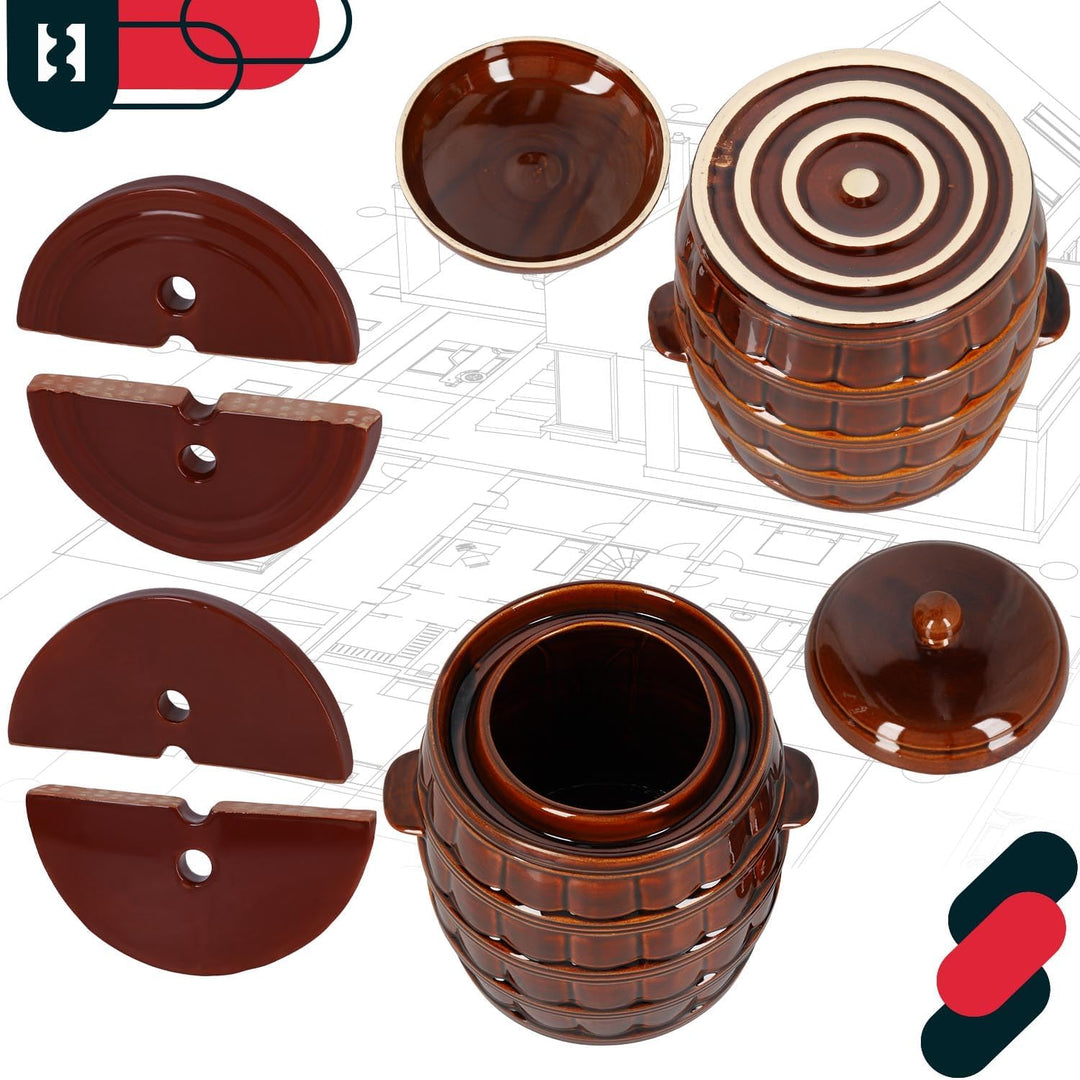 KOTARBAU® Gärtopf 12 L Steinguttopf mit Deckel und Beschwerungsstein Hermetisch Sauerkrauttopf Gurke