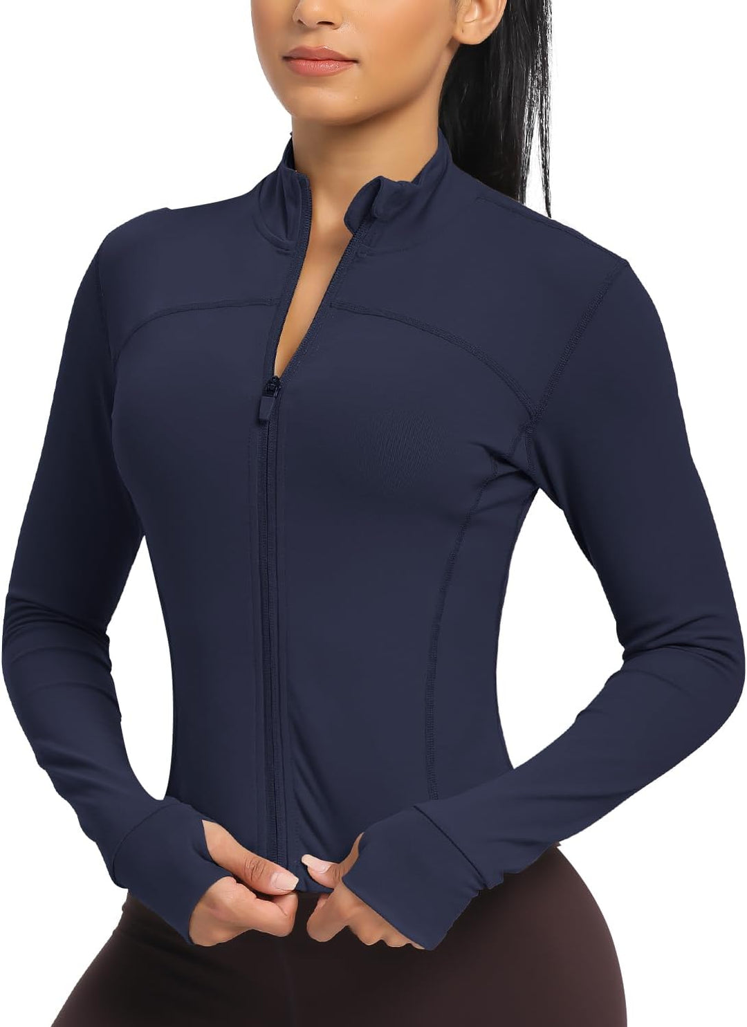 QUEENIEKE Damen Laufjacke Atmungsaktive und Leicht Sportjacke Langarm definieren Jacke mit Daumenloc