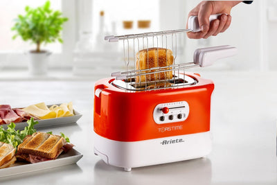 Ariete 159 Toasttime, Weisser Toaster, 2 Scheiben Kapazität, 9 Bräunungsstufen, 700 W, 3 Funktionen,