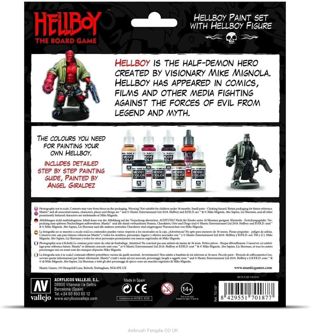 Vallejo 070187 Hellboy - Board Game, Farbsetmit Figure Modellbauzubehör, verschieden