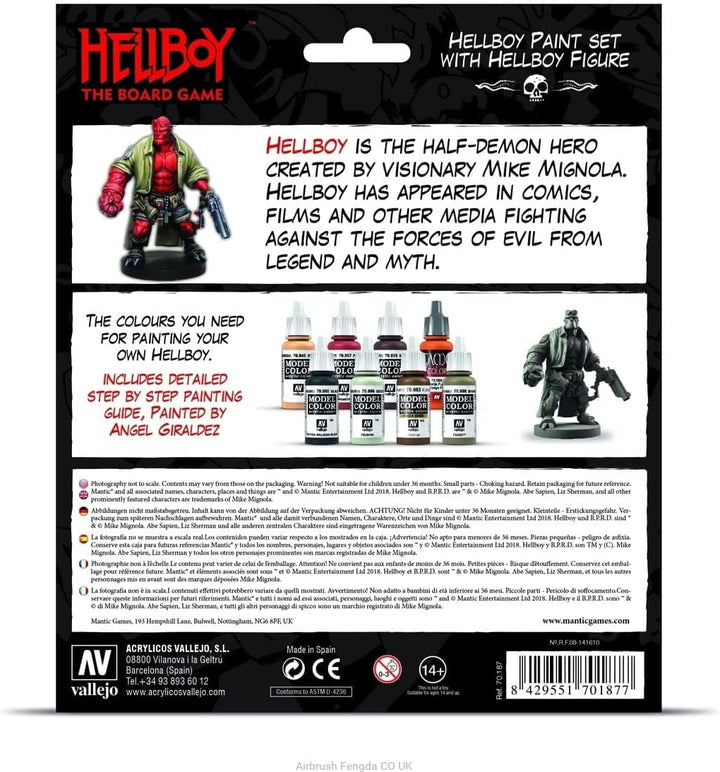 Vallejo 070187 Hellboy - Board Game, Farbsetmit Figure Modellbauzubehör, verschieden