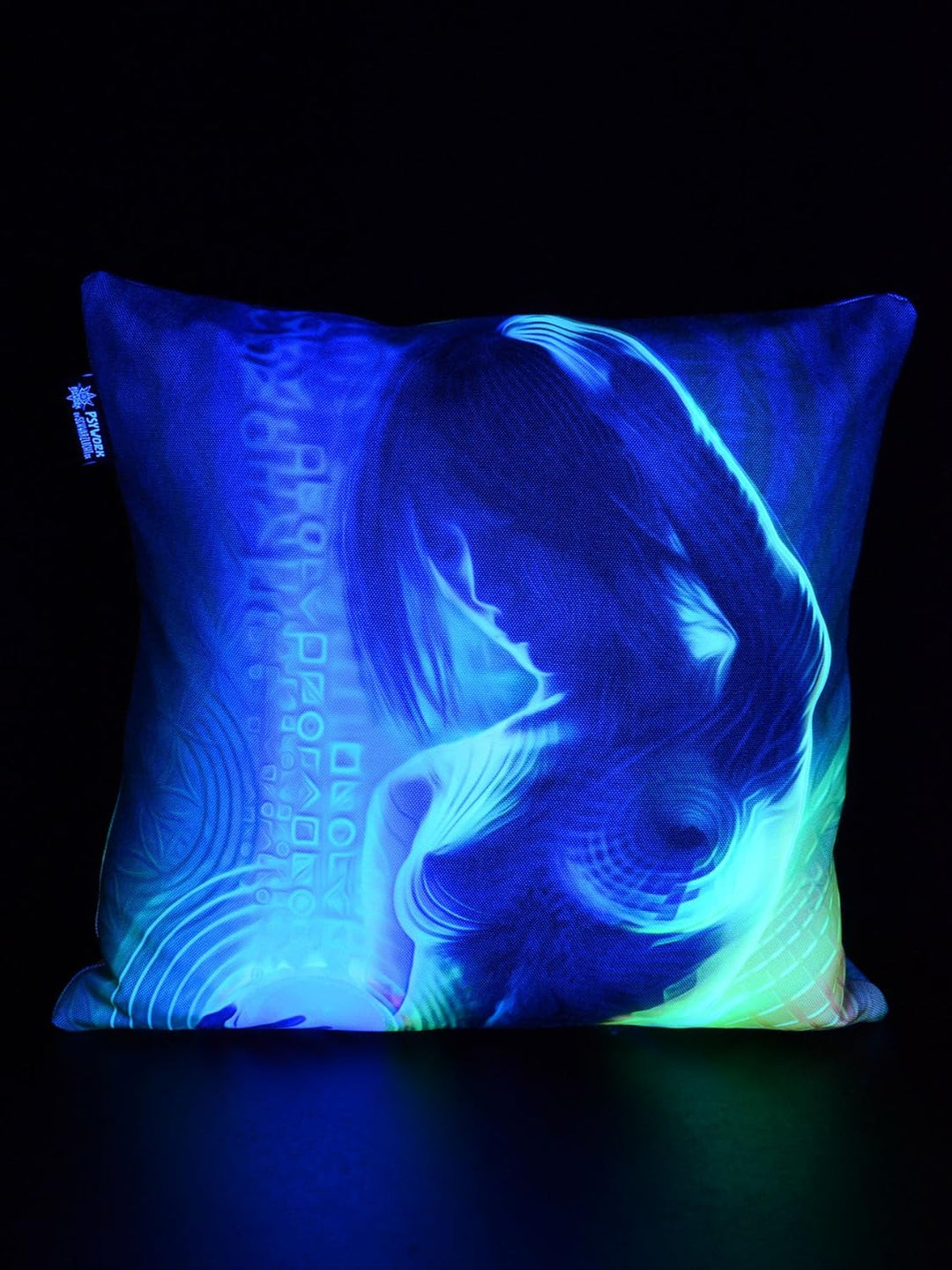 PSYWORK Schwarzlicht Kissen Neon Prismatic, 40x40cm