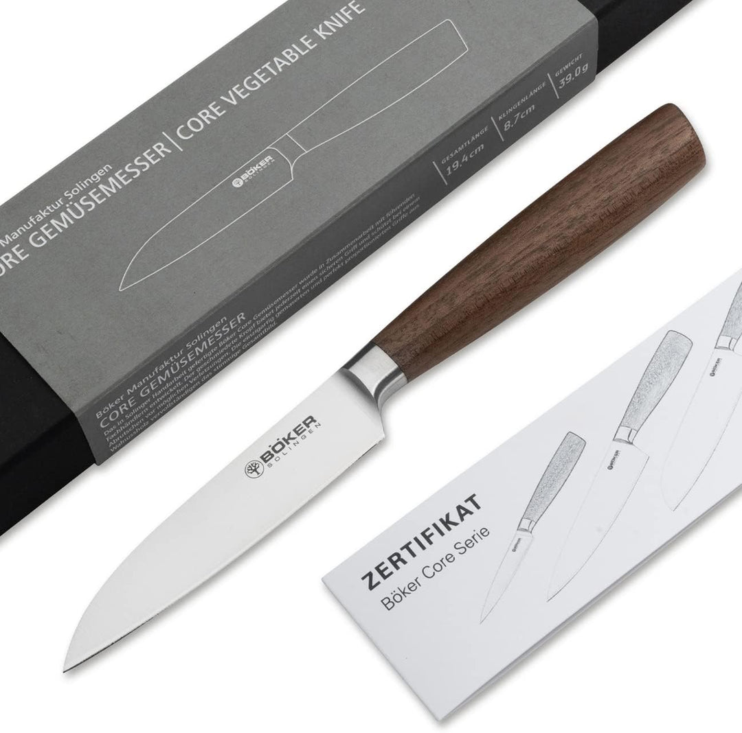 BÖKER SOLINGEN® Core Profi Gemüsemesser extrem scharf mit Holzgriff rostfrei - Premium Obstmesser mi