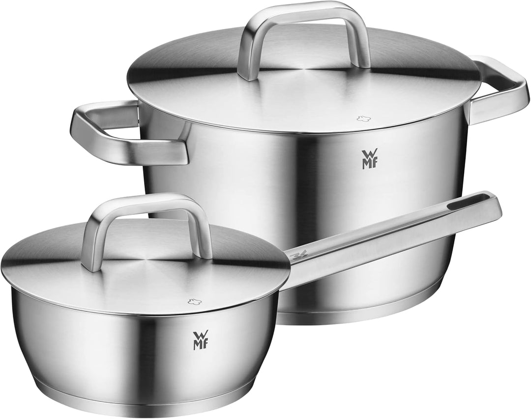 WMF Iconic Topfset Induktion 2-teilig, Kochtopf Set mit Metalldeckel, Cromargan Edelstahl poliert, I