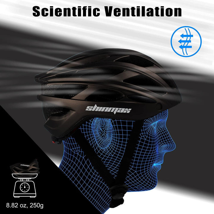 Shinmax Fahrradhelm mit LED-Beleuchtung, Fahrradhelm mit Sicherheitsbeleuchtung, magnetischer Fahrra