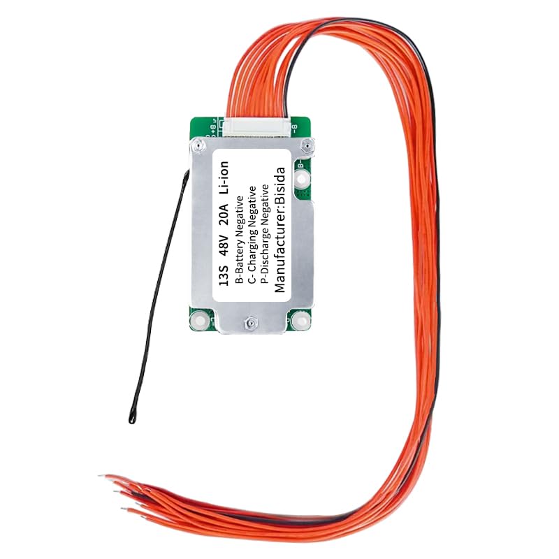 BMS 13S 48V 20A Lithium-PCB-Schutzplatine mit Balancerleitung und NTC, Split-Port, zehn Schutzfunkti